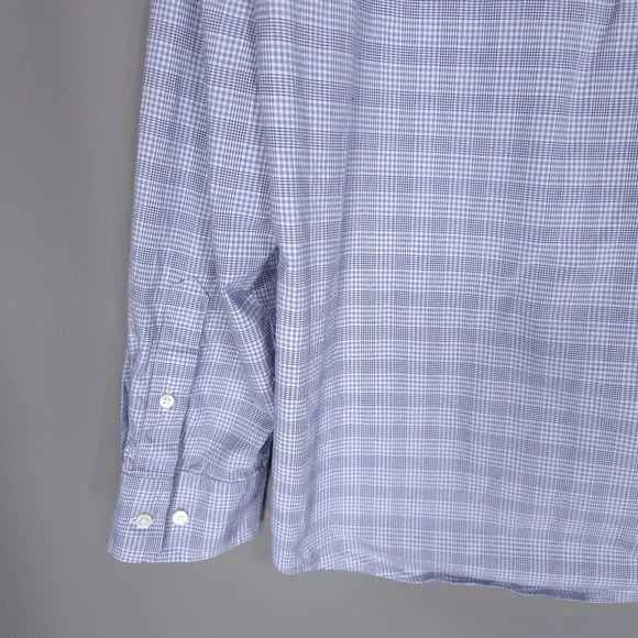 J. McLAUGHLIN Blue Check Button Up Shirt Men's Cotton Long Sleeve LARGE